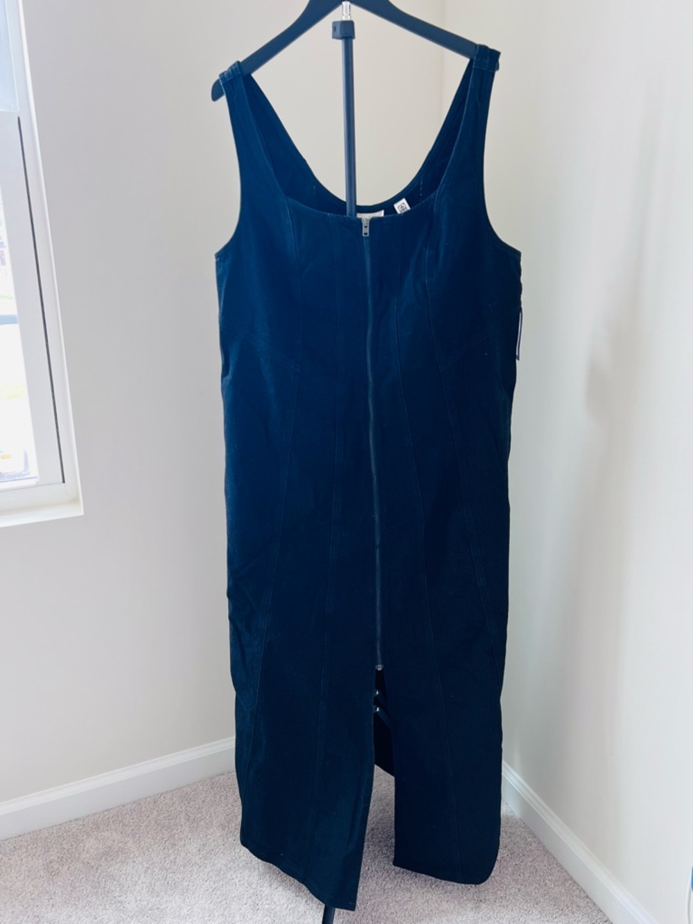 Universal Thread  Black denim  Zip-Front Midi Dress 18